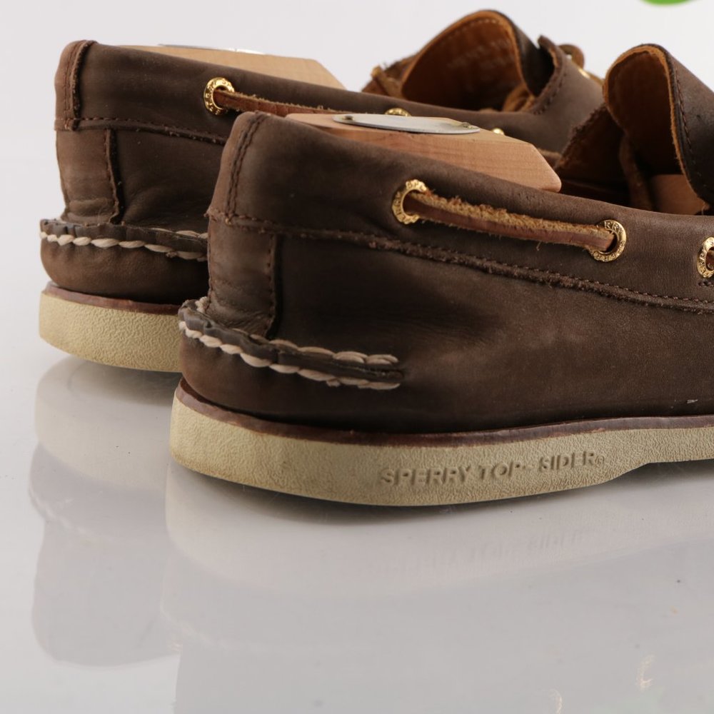 Sperry Gold Cup Boat Shoe Moc Loafer Slip On Brown Gold Plate Eyelet Men 10.5 - Picture 5 of 13